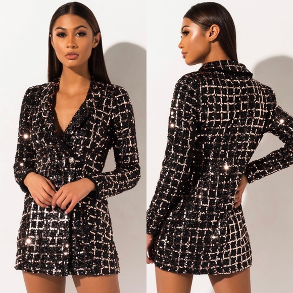 Black and Gold sparkly blazer dress - Picture 7 of 7